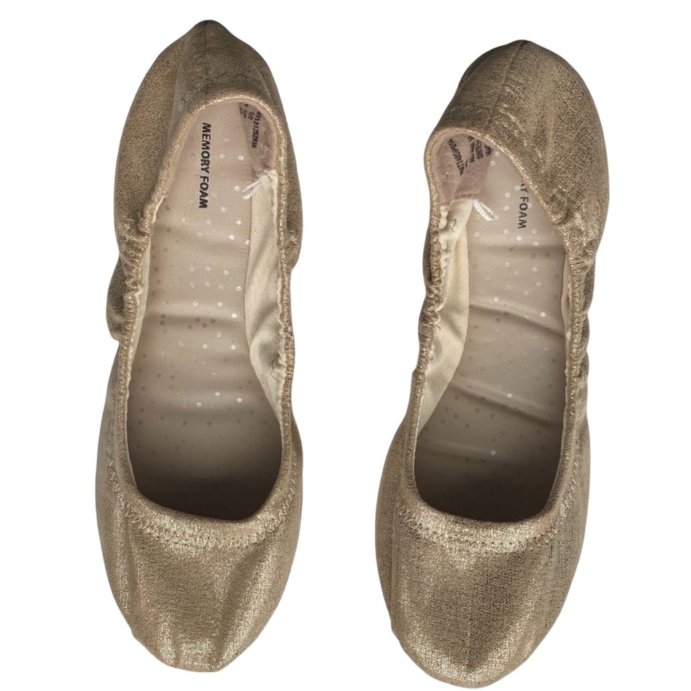 Gold sparkly ballet flats